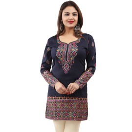 Maple Clothing - Túnica india para mujer con estampado Kurta, Azul, 4XL