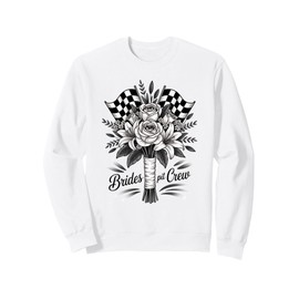 Brides Pit Crew Checkered Flag Racing Wedding Bridal Bouquet Sweatshirt