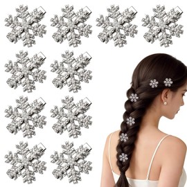 Snowflake Hair Clips, Set of 10, Snowflake Hair Pins, Rhinestones, Hair Ornament, Sparkling, Christmas Present, Children, Girls, Ladies, Accessories, Princess, Recitals, Weddings, Birthdays, Parties
