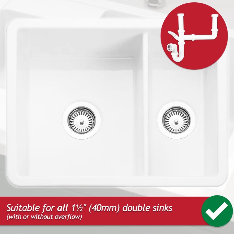 SPARES2GO Double Bowl Sink Waste Kitchen Washing Machine Dishwasher P