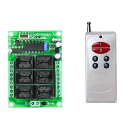 433Mhz DC 12V 6CH Channel Universal 10A Relay Wireless RF Remote Control Switch Receiver Module and 1PCS 6 Key RF 433 Mhz Transmitter Fixed Code (2262 Chip) Remote Controls Smart Home Automation