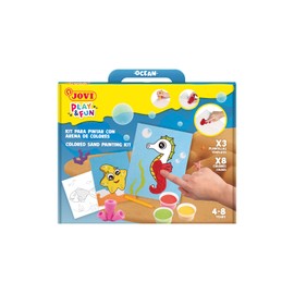 Jovi - Play&Fun Set for Painting with Coloured Sand, 8 Sand Cans and 3 Painting Foils, Sea Animals, Gifts and Crafts for Girls and Boys from 4 Years (2102)