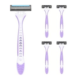Maquinillas de afeitar desechables para mujer (paquete de 4), maquinillas de afeitar para mujer, 3 cuchillas y banda lubricante de aloe para piel sensible, maquinillas de afeitar para bikini pa