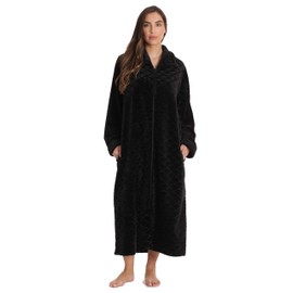 Just Love Plush Zipper Lounger Robe 6793-BLK-L Black