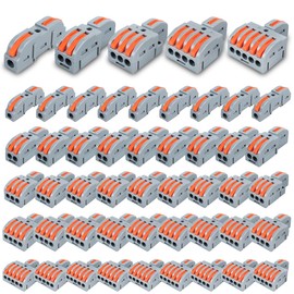 Innfeeltech Connecting Ternimal, 1 in 1 Out, 1 In 2 Out, 1 In 3 Out, 1 In 4 Out, 1 In 5 Out Connection Clamp with Lever 10 Pieces Each Cable Connector with 0.2-4 mm² Conductor Clamp