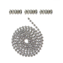 10 Feet Stainless Steel Beaded Pull Chain Extension with Connector,Beaded Roller Chain with 15 Matching Connectors,Silver(4.5mm)
