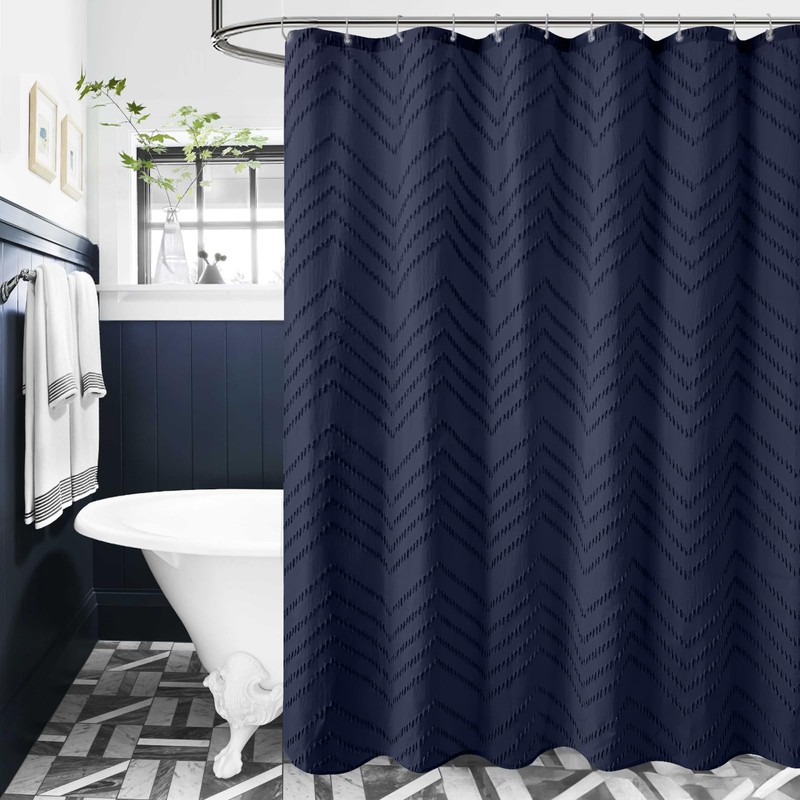 TURKIO 84 Inches Long Boho Tufted Chevron Striped Fabric Shower