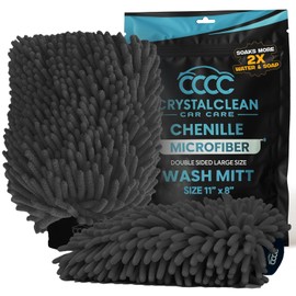 2 Pack Car Wash Mitt Microfiber - Double-Sided 70/30 Premium Chenille for Scratch-Free, Lint-Free Detailing - High-Density, Extra-Absorbent Wash Mitts for Car Washing & Accessories - Large 11x8 Inch