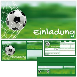 BREITENWERK Set of 12 Football Invitations with Envelopes for Birthday or Football Party – Invitation Cards for Boys Girls Children's Birthday Parties
