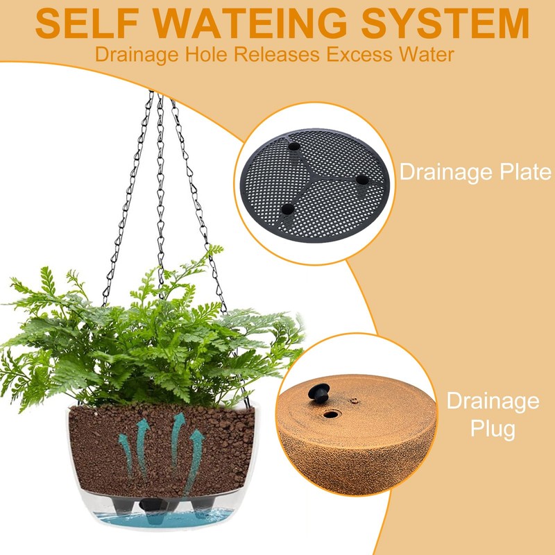 2 Packs Hanging Planters Basket for Outdoor Plants, Solar Powered