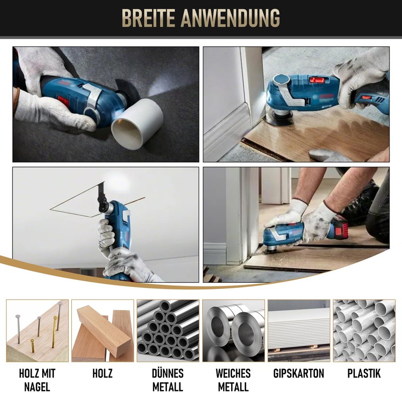 MaxEarn Oscillating Multitool Saw Blades, Titanium Extra Long Multitool Blades,