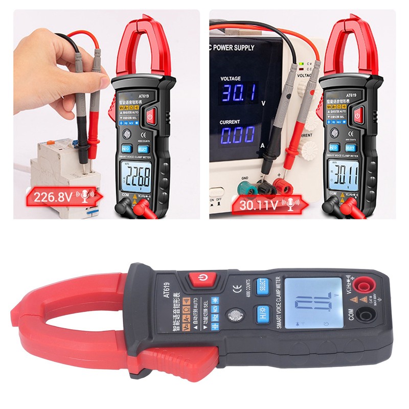 Digital Clamp Meter Automatic Intelligent Voice Announcement ABS Red Multi