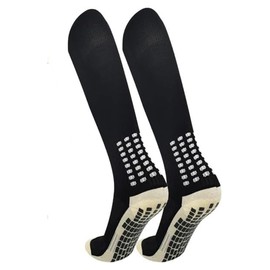 Suithink 1 Pair Black Long Grip Socks Soccer socks for Men, Knee socks Non Slip Grip Pads for Football Basketball Sports