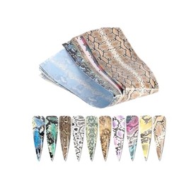 Generic Laser Leopard Print Animal Flowers Nail Foil Transfer Sticker 10Pcs 20X4Cm Xk1629 Nail Wraps Art Stickers Manicure Supplies for Women for Home Nails Full Long Lasting Easy Apply and Remove