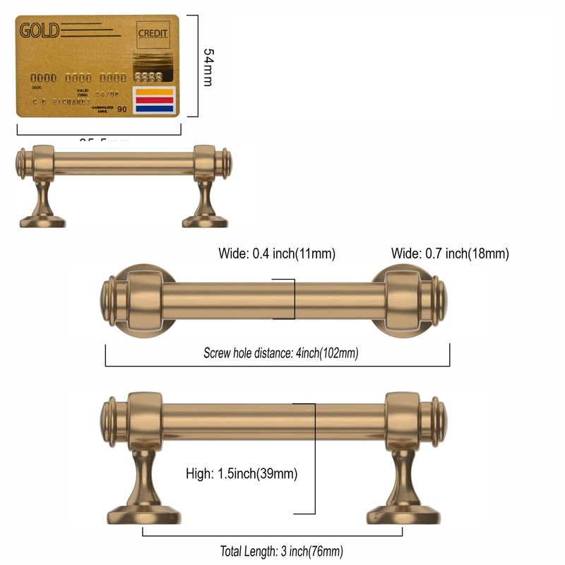 Amerdeco 10 Pack Dark Champagne Bronze Cabinet Pulls 3 Inch