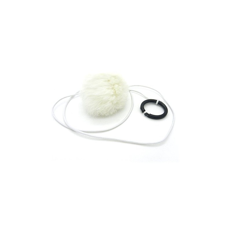 Kats'N Us Bouncy Ball Rabbit Fur String Cat Toy White