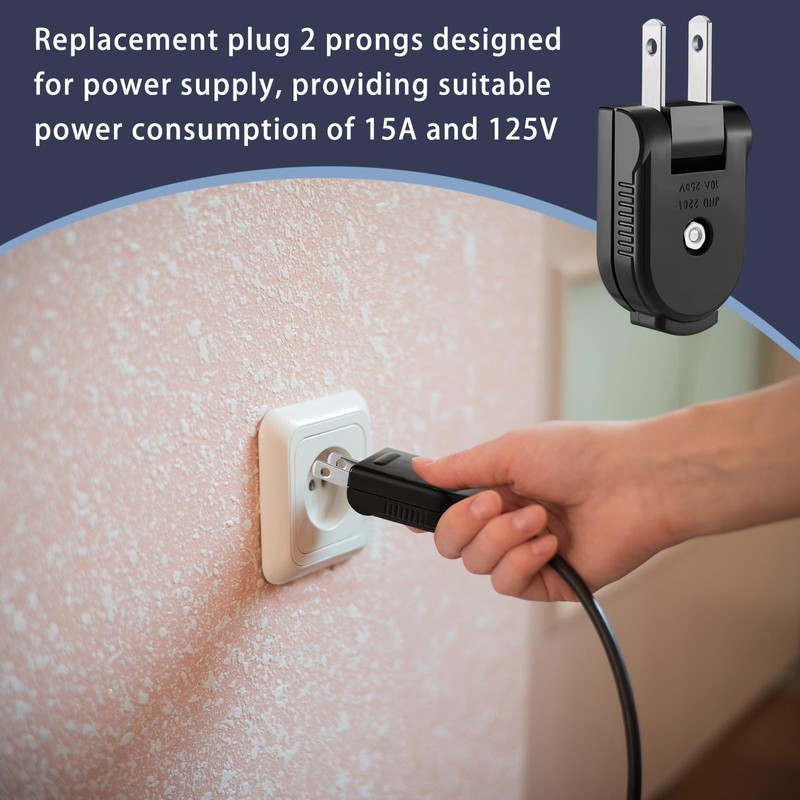 Flutesan 15 Pcs Extension Cord Replacement Plug 2 Prong 250V