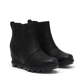 Sorel Women's Joan Rhapsody Chelsea Wedge Boot, Black/Black, 8.5