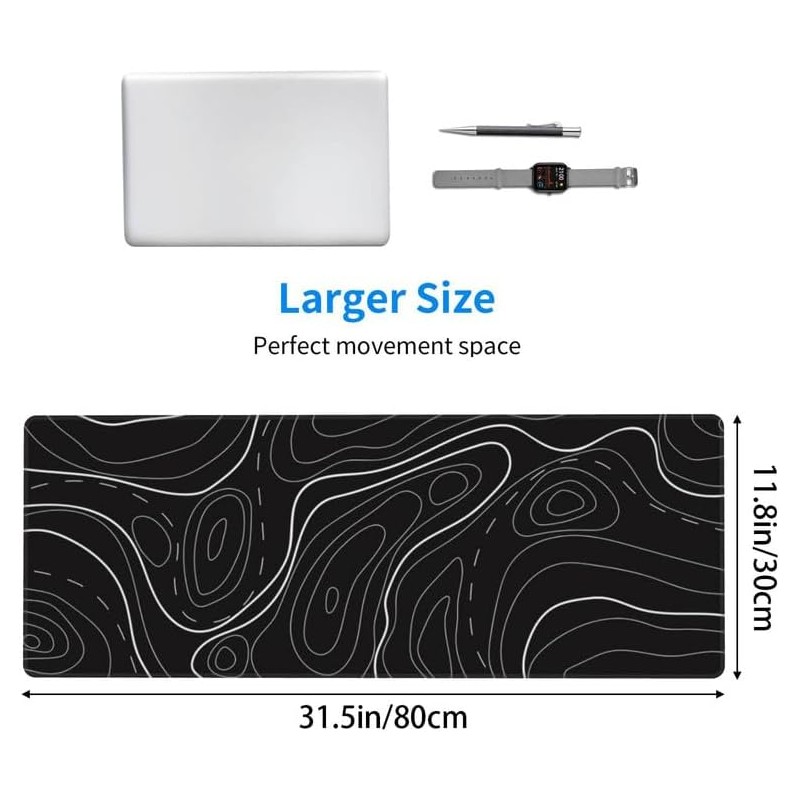 Alfombrilla de mouse grande para juegos de mapas topográficos, de