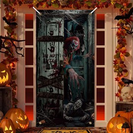 Halloween Door Banner 71 x 35 Inch Happy Halloween Door Cover Decorations Indoor/Outdoor Home Office Party Decorations