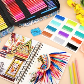 KALOUR PDAS 126 PCS Colored Pencils Set, with Coloring Books, Tutorial, Color Chart, 120 Premium Soft Core Colored Pencils for Artists Adults Teens Coloring Drawing, Portable Zipper Case