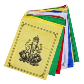 Tibetan 6 X 7 Ganesha Ganesh Prayer Flags with a Free Copyrighted Buddha Eye Magnet