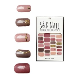 S&K NAIL Elegant & Stats Nail Seal, No Hardening Required, Curing Type, Gel Nail Seal, Just Stick, Hand, Autumn, Winter, Wedding, Wedding, Bridal, 6 Sizes, 24 Pieces, Made in Japan