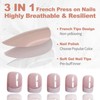 24pcs Chrome White French Tip Press On Nails – Glazed