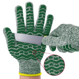 HandLove Cut Resistant Gloves, 100% Food Contact Safe, CE Level 5 Premium Protective Cutting Gloves, food-grade silicone grip for kitchen, mandolin, shucking oysters, gardening, Green, 6Pairs, XL