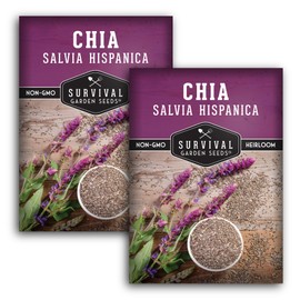 Mexican Chia Seed for Planting - 2 Packets with Instructions to Plant and Grow Mexican Chia in Your Home Vegetable Garden - Non-GMO Heirloom Variety - Survival Garden Seeds
