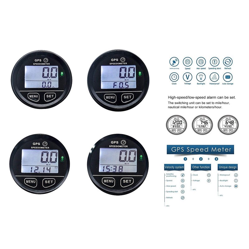 GPS Speedometer, 2.36" DC1024V GPS Speedometer Odometer LCD Digital Gauge