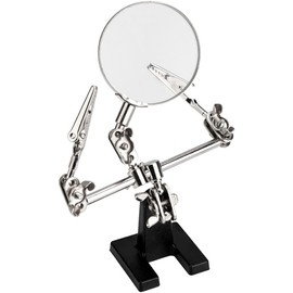WWZMDiB Helping Hand Magnifier Adjustable 5X Magnifying Glass,with Dual Adjustable Alligator Clips, for Soldering, Inspecting Micro Objects, DIY (5X Helping Hands)