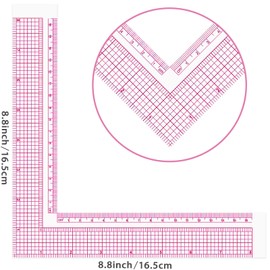 HLZC Fashion Clear Metric Sewing Ruler Set, French Curve Pattern Making Ruler Kit for Beginners Tailors Designers (Pink - L)