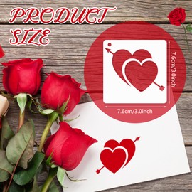 SRIZIAN 64Pcs Valentine’s Day Stencil for Craft Reusable, 7.6cm Small Plastic Love Heart Painting Template for Painting on Wood Paper Card Art Decoration