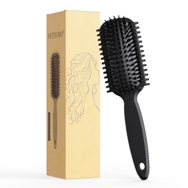 FETASMO Cepillo Para Cabello Rizado, Cepillo Para Definir Rizos, Cepillo Flexible, Realza Los Rizos, Reduce Los Tirones (Negro)