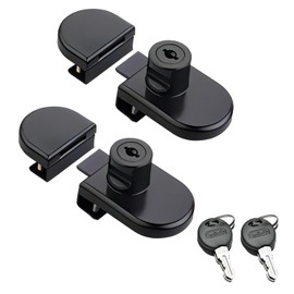 Qrity 2Pcs Glass Cabinet Lock, Glass Door Locks with Keys, No Drill, Display Cabinet Safety Lock for 5-8mm / 0.2'' - 0.31'' Glass, Black