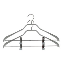 Mawa by Reston Lloyd BodyForm Series Non-Slip Space Saving Clothes Hanger with 2 Clips for Pants or Skirts, Style 42/LK, Set of 2, Silver
