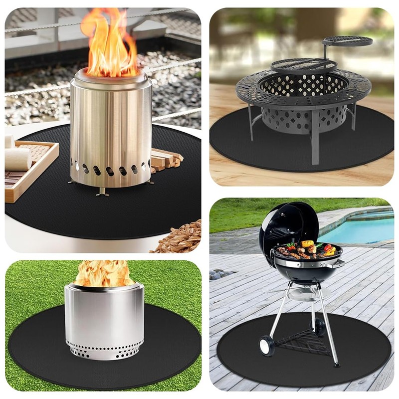 Fire Bowl Mat, Fireproof Mat, Black, 50 cm, Reusable, Fireproof,