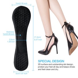 Plantillas Antideslizantes de Tacón Alto para Mujer 3/4 Autoadhesivas de Tacón Alto con Soporte para Arco, Plantilla de Gel para Zapatos, para Pies Planos, Fascitis Plantar, 2 Pares, Tamaño 2-7.5