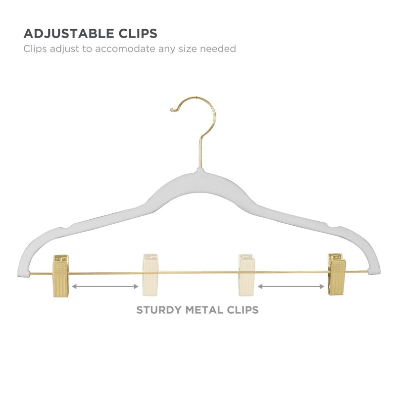 Simplify 6 Pack Velvet Hangers with Clips in White