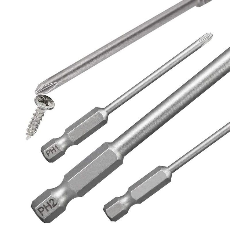 Eyech 16pcs Long Screwdriver Bits Set Cross+Slotted+Torx+Hex Head Screwdriver Bits