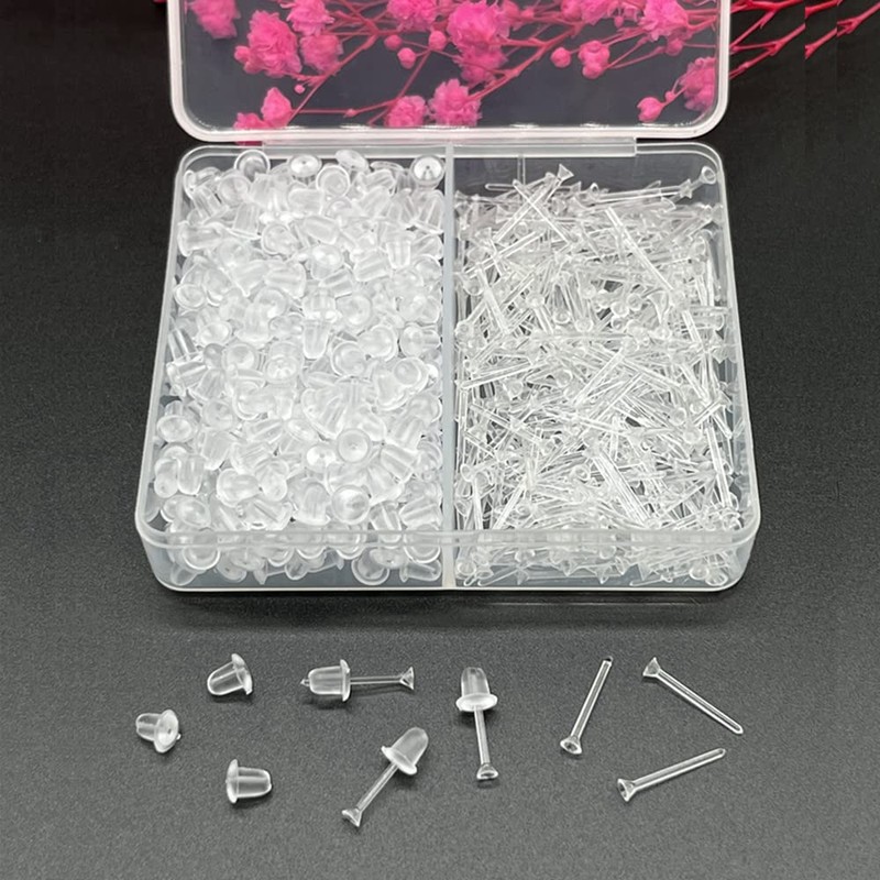Clear Plastic Earrings for Sports,300 Pairs Clear Earring Studs and