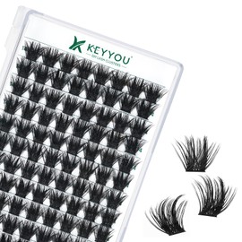 Lash Clusters 96pcs Individual Lashes Y22 D Curl 14mm Eyelash Clusters KEYYOU Volume Wispy Lash Extension Soft&Comfortable Easy DIY at Home(Y22,D-14mm)