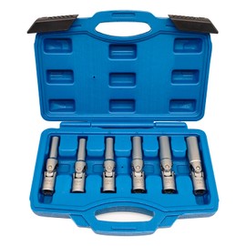 JEUCLEL 6PCS 3/8" Glow Plug Socket Set, Universal Joint 8-16mm, 6 Point Glow Plug Removal Tool for Removal and Replacement of Glow Plugs