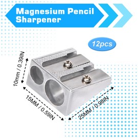 12Pcs Magnesium Pencil Sharpener Survival New Metal Pencil Sharpener with Double Holes Hand Pencil Sharpener for Pencils Schools Offices Art Projects Eyeliner Sharpener