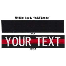 Custom Uniform Name Tape 24 Hour Ship, Red Line, 4 Inch Hook Fastener
