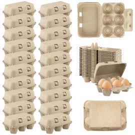 TZEKING Pack of 20 egg boxes, 6-cell, reusable egg boxes, stackable duck egg box, biodegradable, cellulose fibre anti-collision egg boxes, for market, kitchen, egg carto