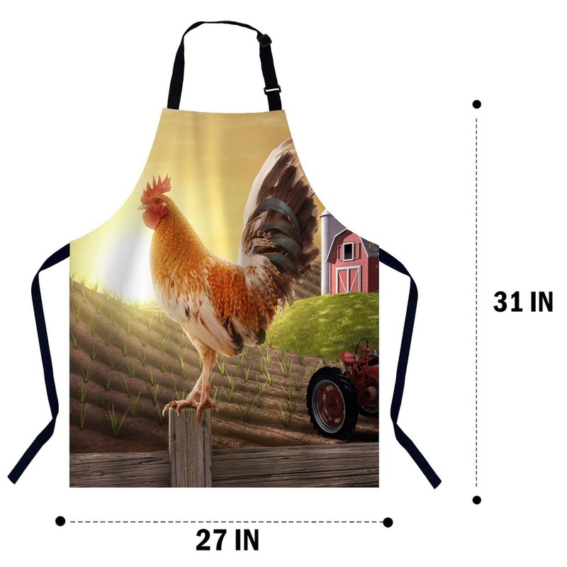 BGBDEIA Rooster Apron Adjustable Neck Bib Apron for Men Women,Suitable