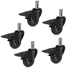 Hirate Office Chair Casters with Brake, 2" Heavy Duty Swivel Lockable Caster Wheels Rolling Safe for Hardwood, Tile & Carpet Fit Most Chairs 7/16" x 7/8", Set of 5
