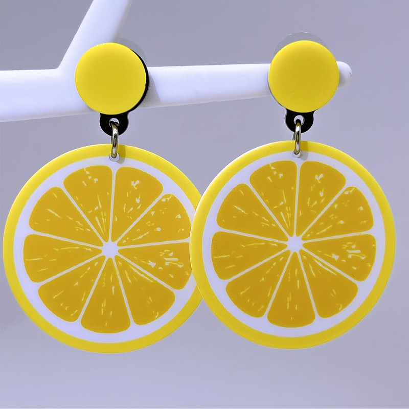 Lemon Earrings for Women Cute Fruits Dangling Stud Earrings Fun